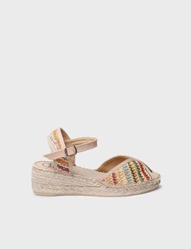Alpargata de mujer con cuña media en rafia multicolor | BELLA-MA