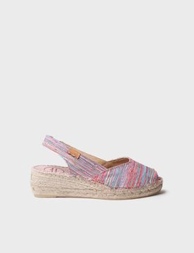 Alpargata peep toe de mujer con cuña y tejido rayado | BERI-RG