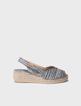 Alpargata peep toe de mujer con cuña y tejido rayado | BERI-RG
