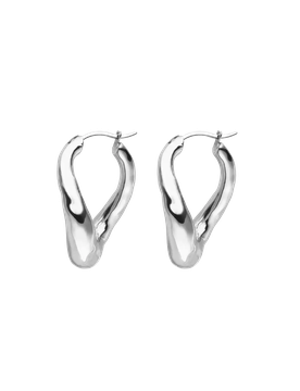 Molten Twisted Hoops Silver
