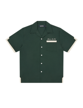 Flamingo Bowling Shirt - Dark Green