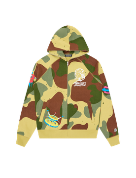All Over Space Camo Zip Through Hood - Camo