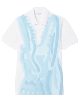 Classic Fit Printed Mini-Piqué Polo - T-Shirt-kurzarm - weiss / blau - Herren - Size: XXL