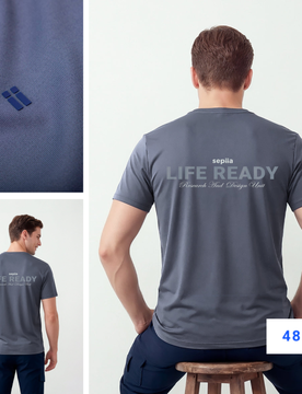 Camiseta hombre azul medio ESTAMPADA