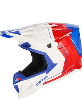Casco Moto Cross OFFROAD T711 Bianco Rosso Blu taglia XS