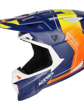 Casco Moto Cross OFFROAD T711 Blu Arancio taglia XS