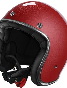 Casco Moto Custom Jet QUARTZ GLITTER Rosso Lucido taglia L