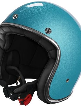 Casco Moto Custom Jet QUARTZ GLITTER Turchese Lucido taglia XS