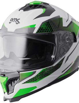 Casco Moto Integrale Gelero bianco verde grigio taglia XL