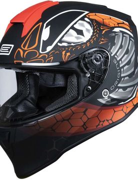 Casco Moto Integrale DINAMO Fighter Rosso Fluo Nero taglia L