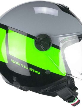 Casco Moto Jet 167R FLO STEP Grigio Verde - Visiera Lung taglia M2