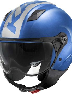Casco Moto Jet KV57 STRIKER Blu Metallizzato Argento taglia XS