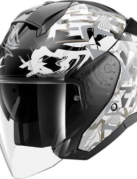 Casco Moto Jet SKWAL JET PRANZ Nero Bianco Oro taglia S