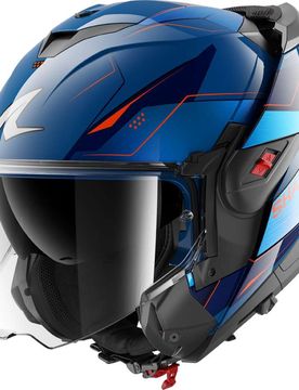 Casco Moto modulare P/J OXO MEKARIUM Blu Cromo Arancio taglia M