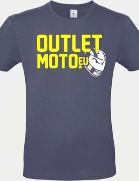 T-Shirt Girocollo Outletmoto Ligth Blu Scritta Giallo Fluo B taglia L