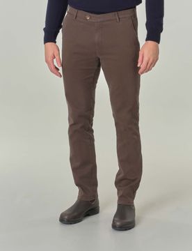 Pantaloni verde militare in tessuto armaturato di cotone stretch a gamba dritta