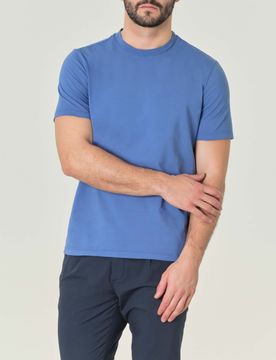 T-shirt color avio Pellizzari in jersey di puro cotone a tinta unita
