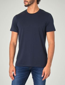 T-shirt blu Exchange mezza manica tinta unita in pima cotton