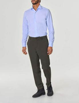 Pantalone chino verde militare in tessuto tecnico hyper comfort di lana