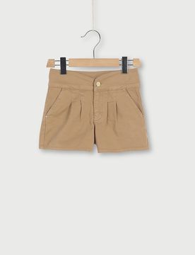 Pantaloncini cammello a vita alta con pinces e tasca america 10-16 anni