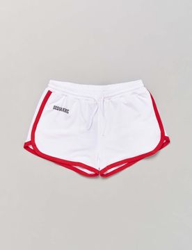 Short boxeur bianco in jersey di cotone strech con coulisse in vita e profili rossi 12-16 anni