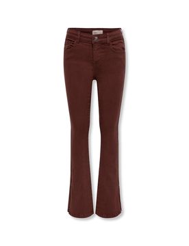 Pantaloni caramello a zampa in bull di cotone stretch con spacchi laterali alle caviglie 10-14 anni