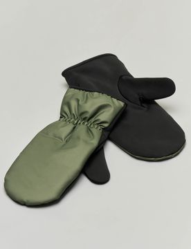 Manopole Trekker Mittens verde militare con imbottitura sul dorso in tessuto impermeabile