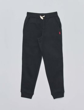 Pantalone nero in felpa di cotone con logo pony rosso 6 anni