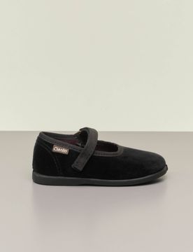Ballerine in velluto nero con cinturino