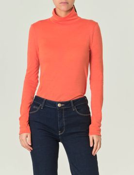 Maglia a collo alto arancione aderente in misto lana