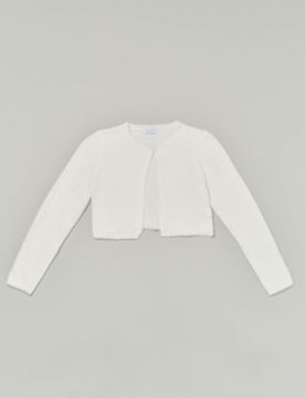 Cardigan bianco cropped in eco-orsetto 40-44