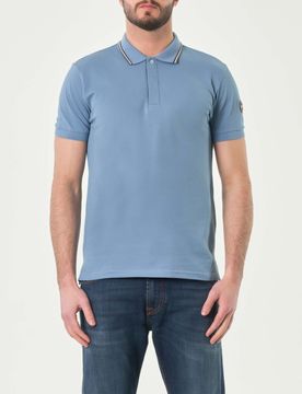 Polo avio mezza manica in piquè con abbottonatura coperta e bordino grigio bianco e bordeaux