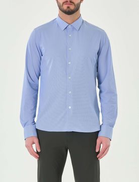 Camicia celeste Shirt Oxford Jacquard in tessuto tecnico stretch micro-fantasia
