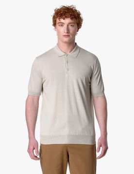 Polo Pleyne beige mezza manica in filato di cotone egiziano