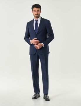 Abito Pellizzari drop6 blu indaco in tela di pura lana con rever a lancia