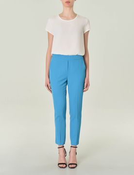 Pantaloni turchesi in tessuto tecnico stretch con elastico inserito in vita