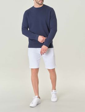 Felpa blu girocollo in pima cotton peruviano