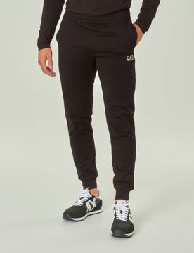 Pantaloni neri in felpa leggera con logo piccolo