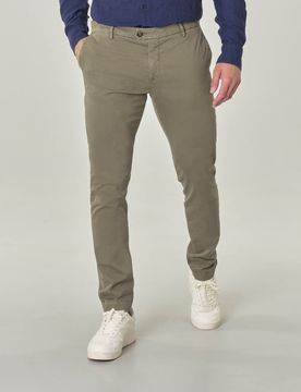 Pantaloni chino verde militare in tessuto cover di cotone stretch leggero