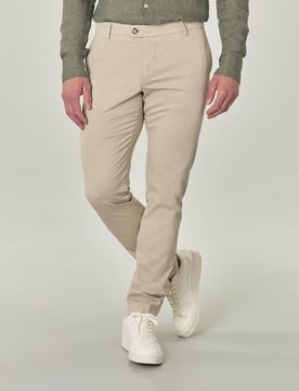 Pantaloni chino beige in tessuto cover di cotone stretch leggero