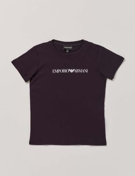 T-shirt blu mezza manica Junior in pima cotton con logo stampato