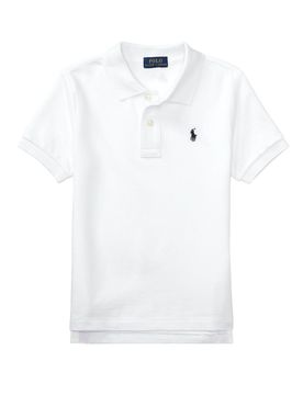 Polo bianca mezza manica in piquè con logo pony ricamato