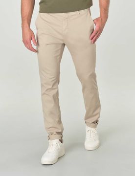 Pantalone chino Osaka beige in tricotina di cotone stretch carrot-fit