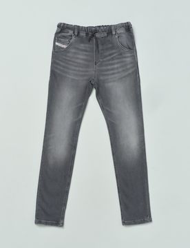 Jeans Krooley lavaggio grigio stone washed in cotone stretch con coulisse in vita