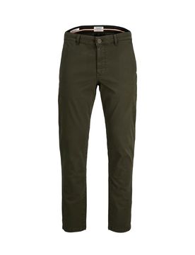 Pantalone chino verde militare slim fit in cotone stretch armaturato