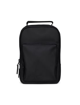 Zaino Book Daypack nero in tessuto tecnico impermeabile effetto gommato con tasca esterna