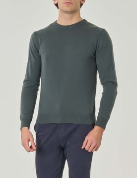 Maglia girocollo Pellizzari verde salvia in misto lana e cachemire finezza 12