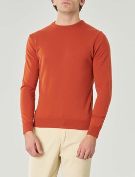 Maglia girocollo Pellizzari arancione in misto lana e cachemire finezza 12