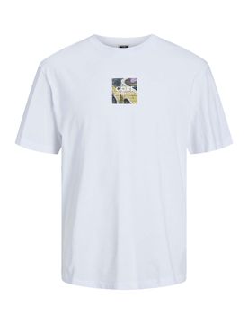 T-shirt bianca relaxed-fit in puro cotone con stampa graffiti fronte e retro