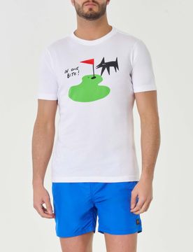 T-shirt bianca mezza manica in pima cotton con ricamo In one bite!